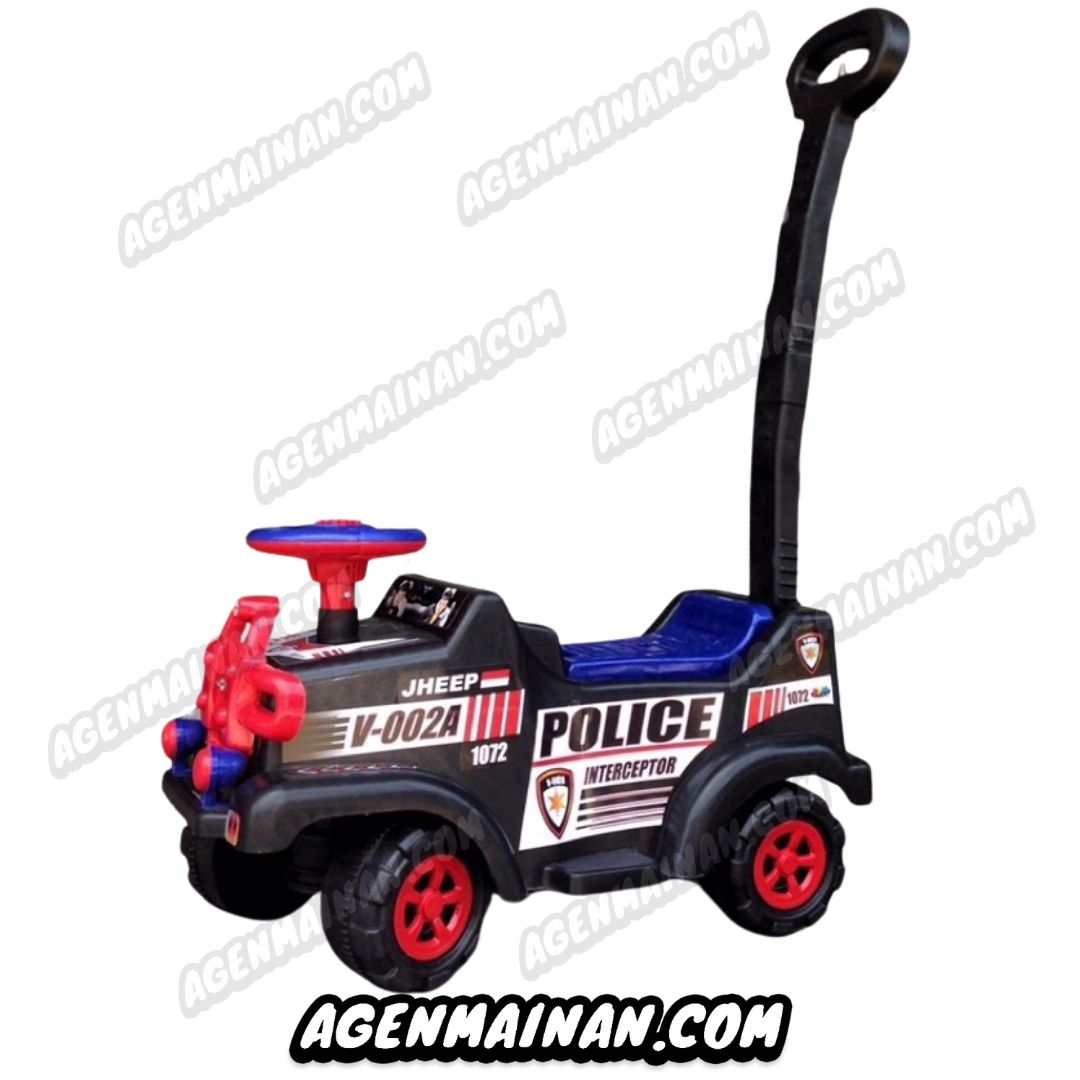 Mobil Dorong Jeep V 002 A - MJK Police - Hitam